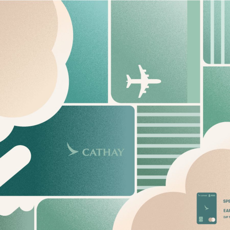 Illustration of Cathay membership card in clouds
