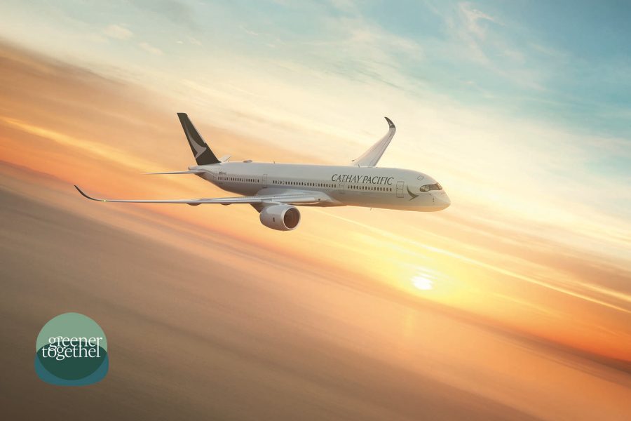 Cathay aircraft at sunset