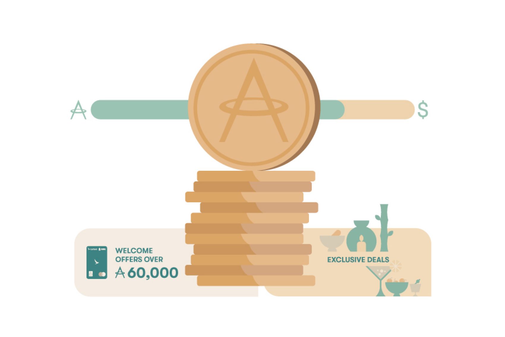 Illustration of asia miles coins