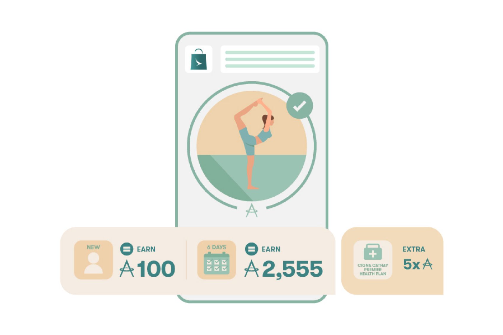 Someone doing yoga on Cathay wellness phone app