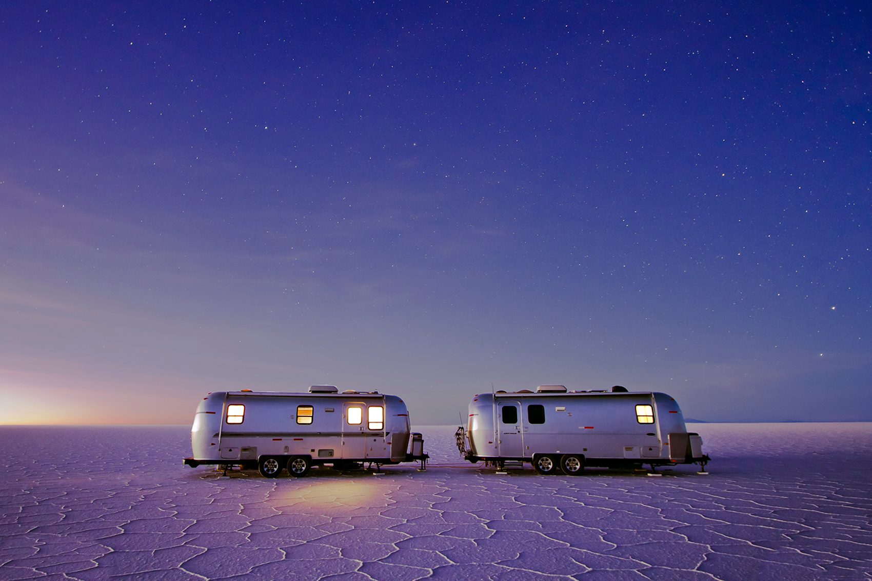 Airstream trailer glamping in Bolivia.