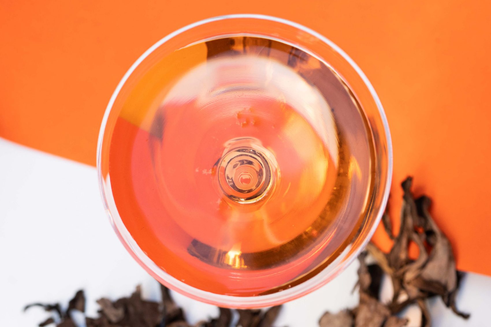 Glass of wine shot from above at Marlowe Bar
