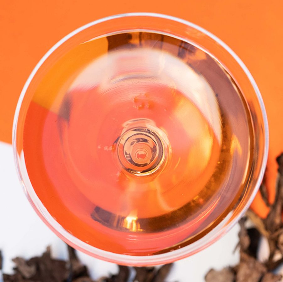 Glass of wine shot from above at Marlowe Bar
