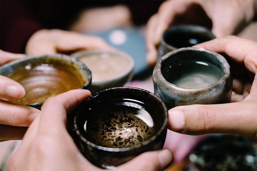 Sake group cheers