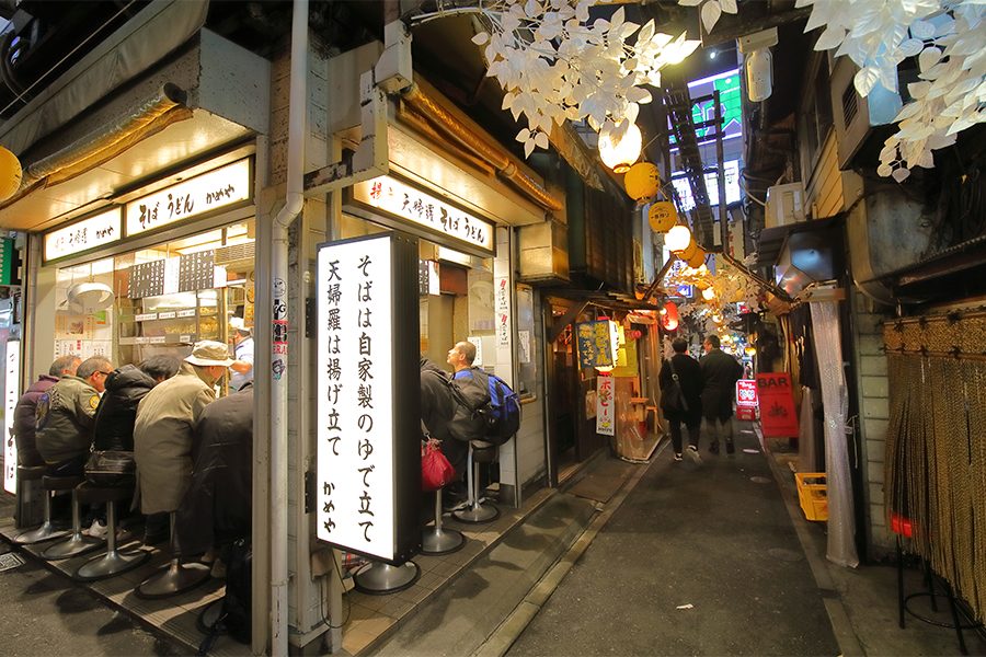Tokyo nightlife corner street 