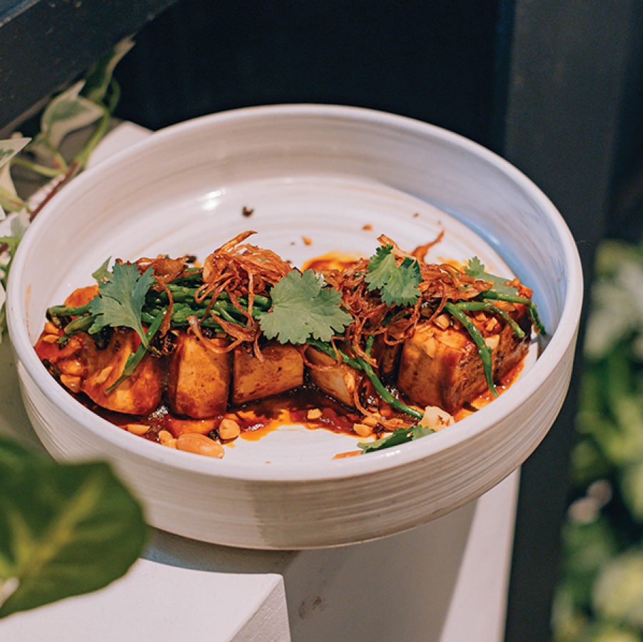 A mushroom dish in sauce/