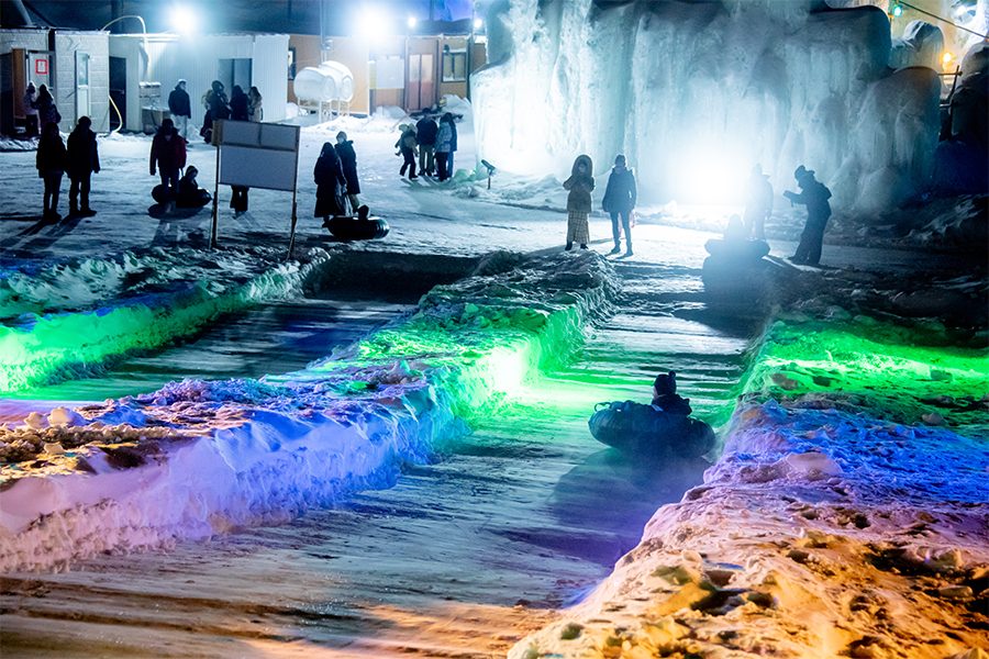 Frozen festivals neon lights