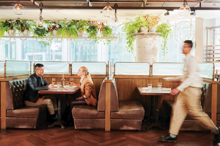 People dining at a restaurant