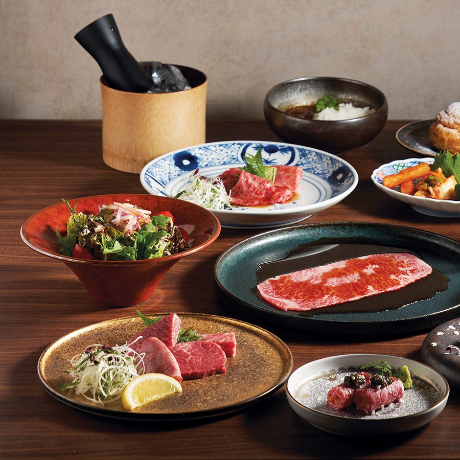 Several dishes at Yakiniku Ushio