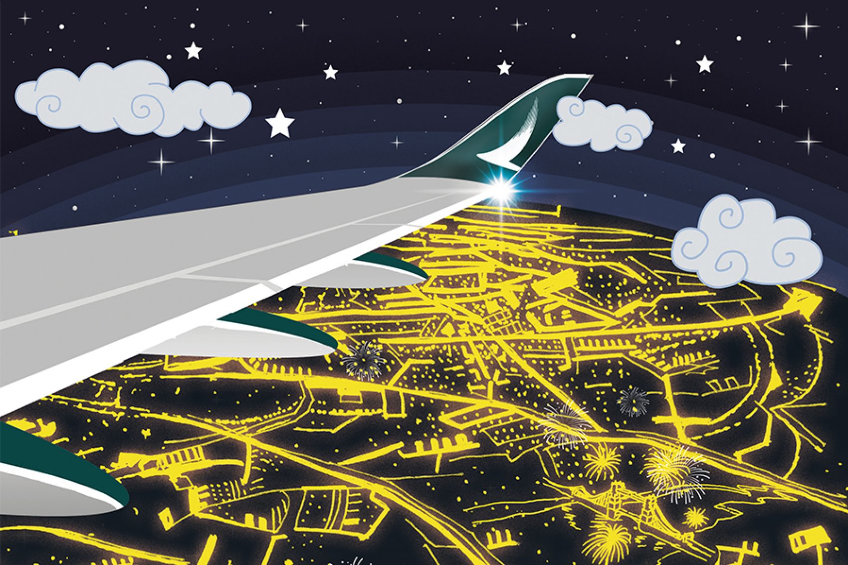 Cathay airplane wing