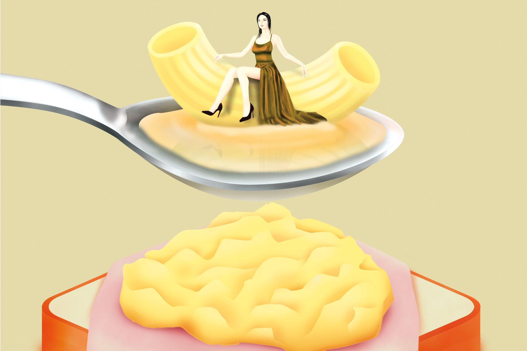 Macaroni soup illustration