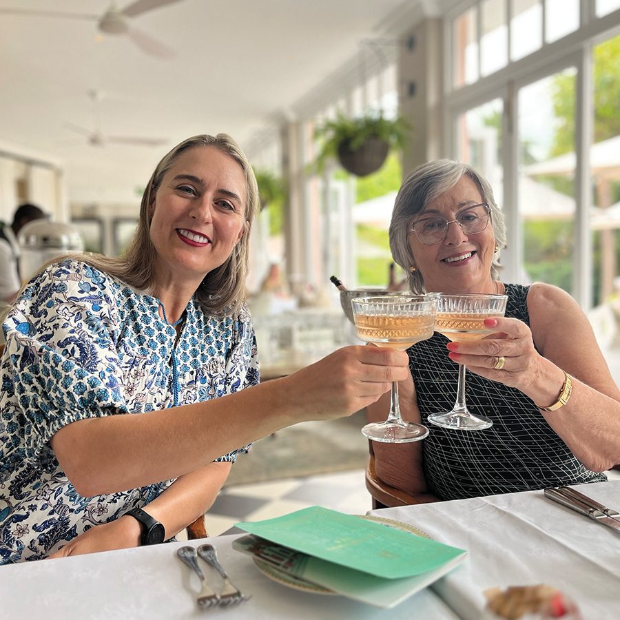 Two women with drinks