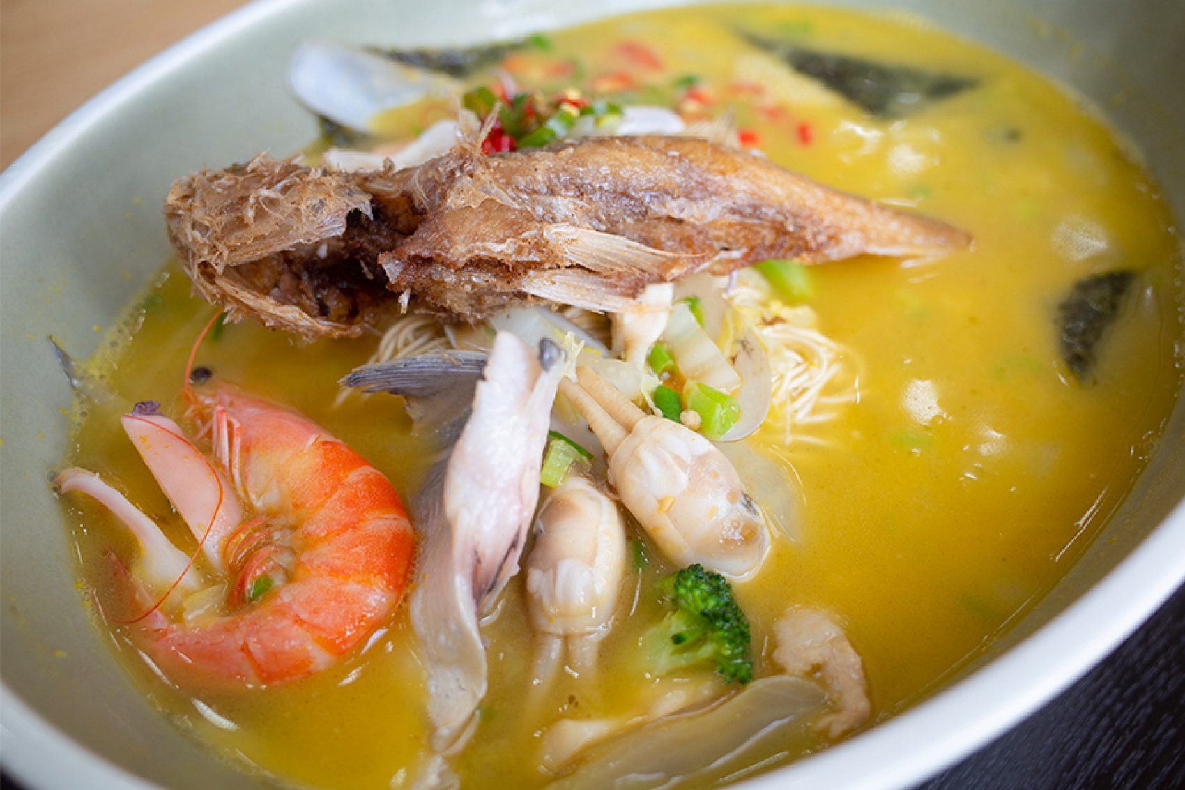 Seafood noodles at Mu Mu Xian