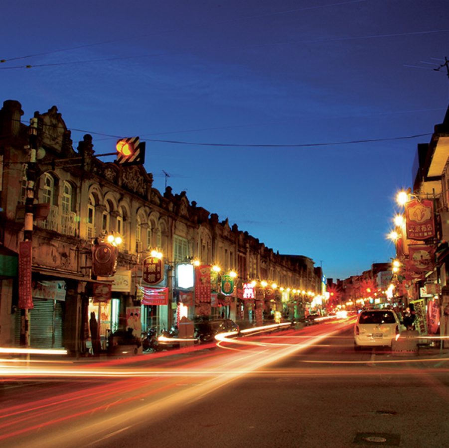 Tainan street lit up at night. Credit: Getty Images