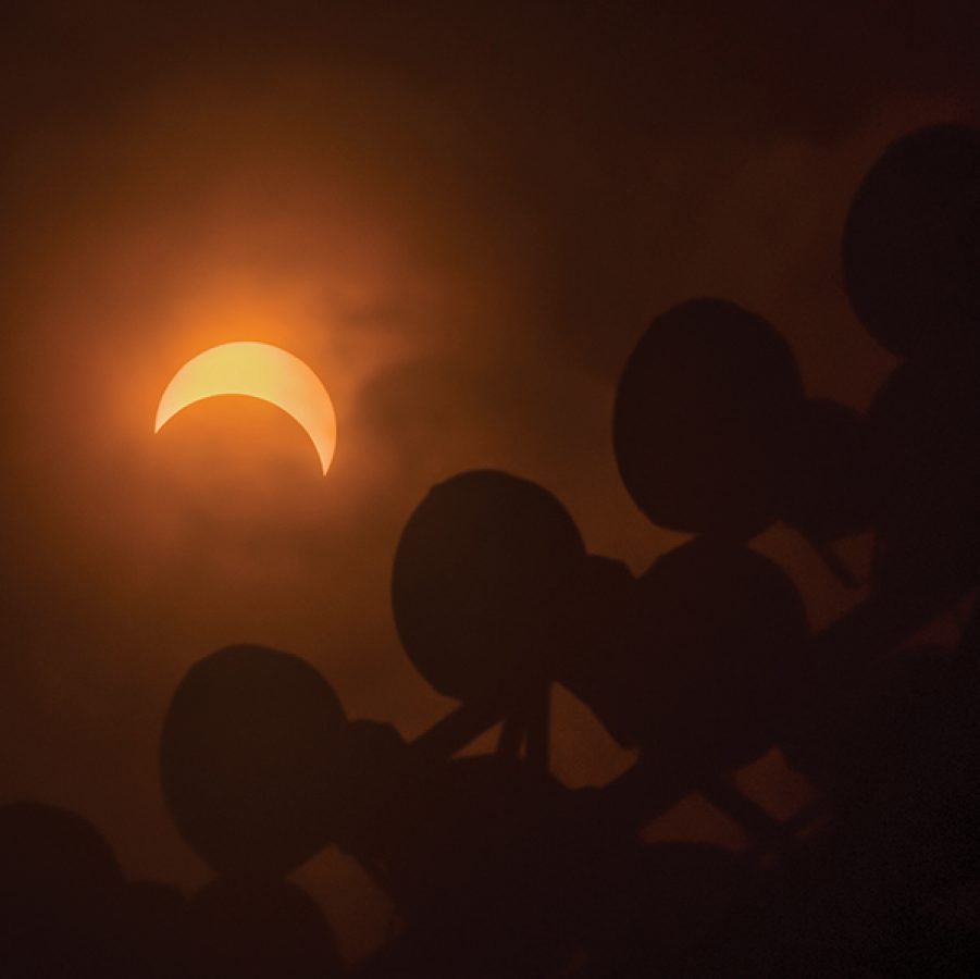 Orange moon solar eclipse