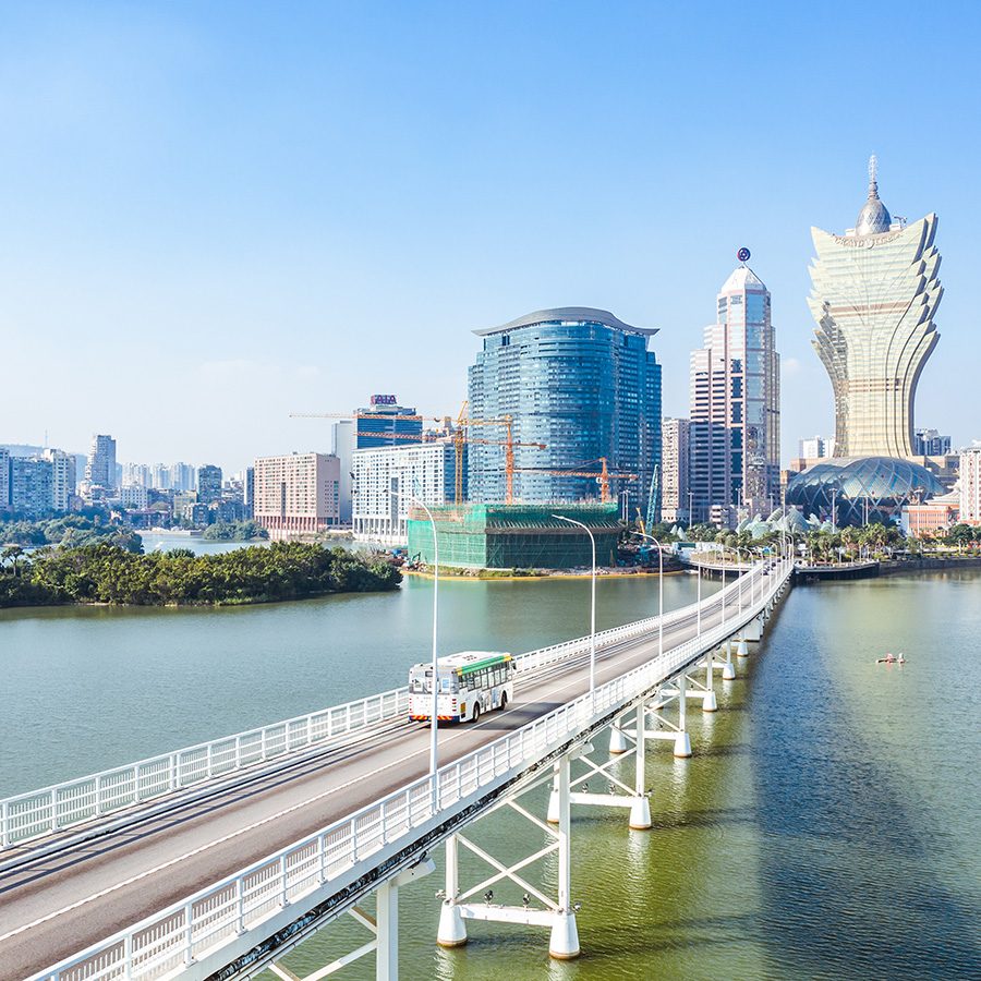 A view of HZMB Macao Port from the bridge