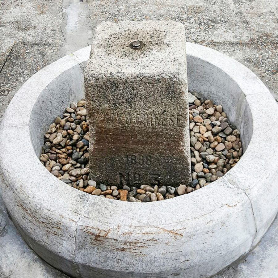 Monument on chung ying street, sha tau kok, hong kong.