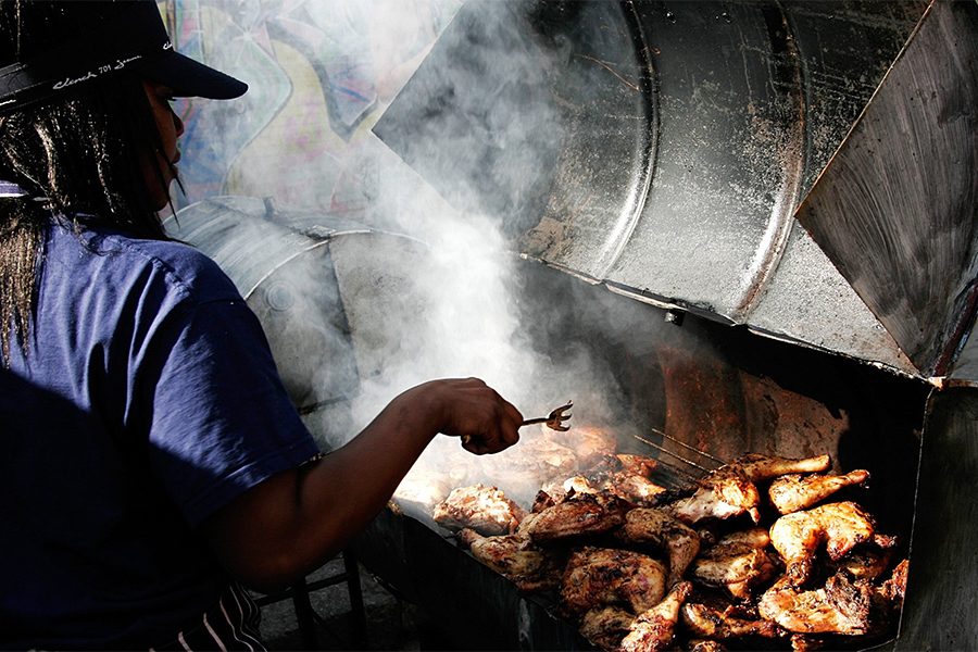 Jerk chicken on BBQ