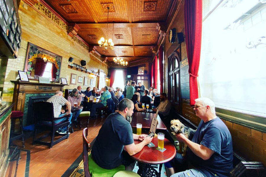 Inside a British pub
