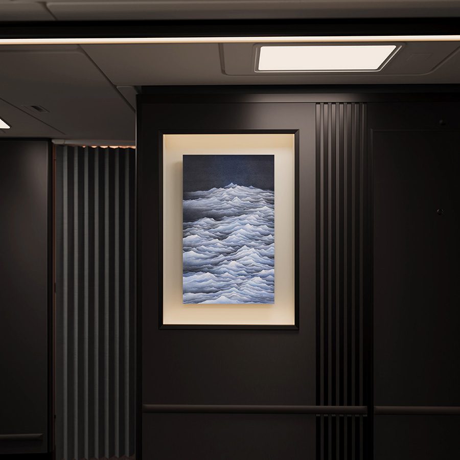 An art piece from Chan Keng Tin's Formless series, hung onto a wall