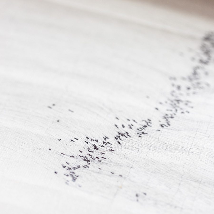 Tiny black dots on a sheet of paper