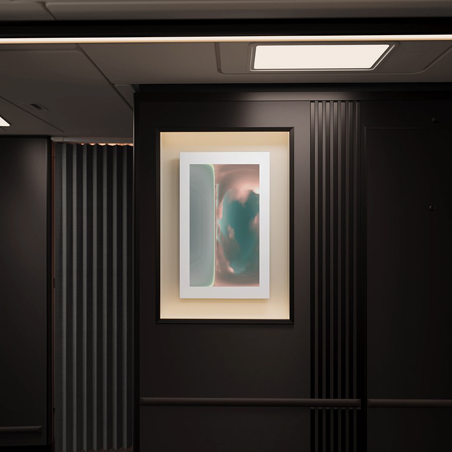 Carla Chan's art on board cathay aircraft