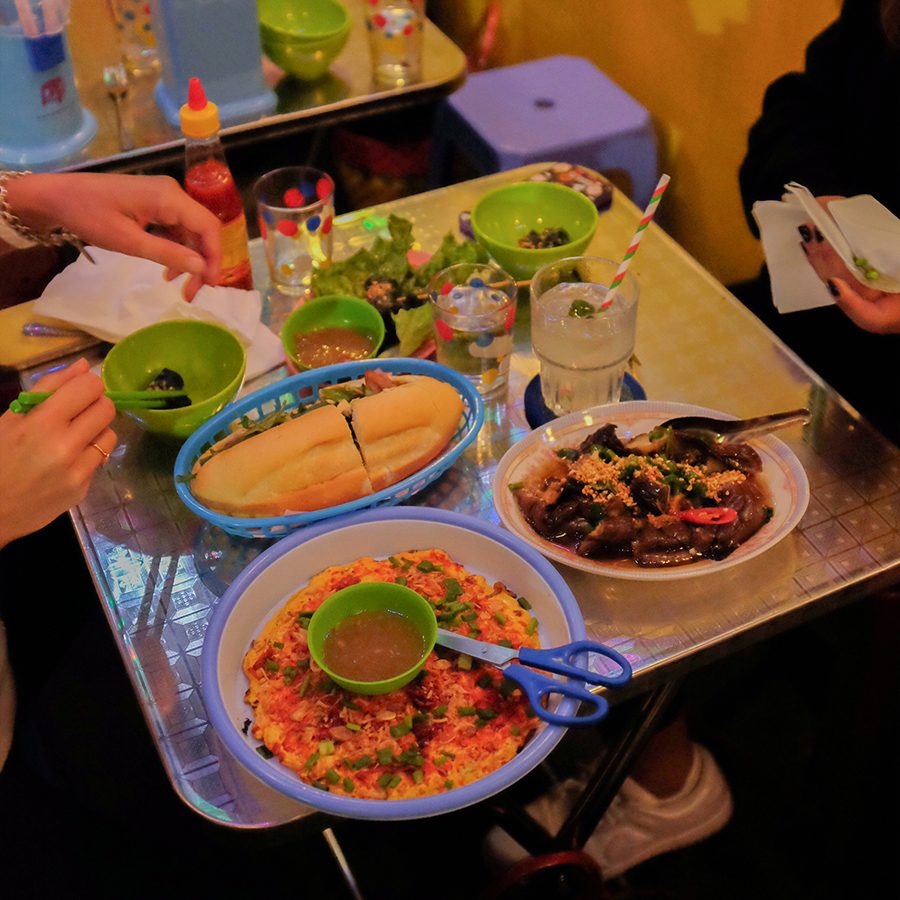 Dishes on table at Ăn Chơi 