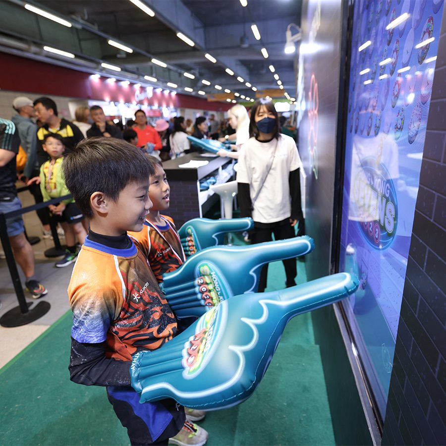 young boy at photobooth, hong kong rugby sevens