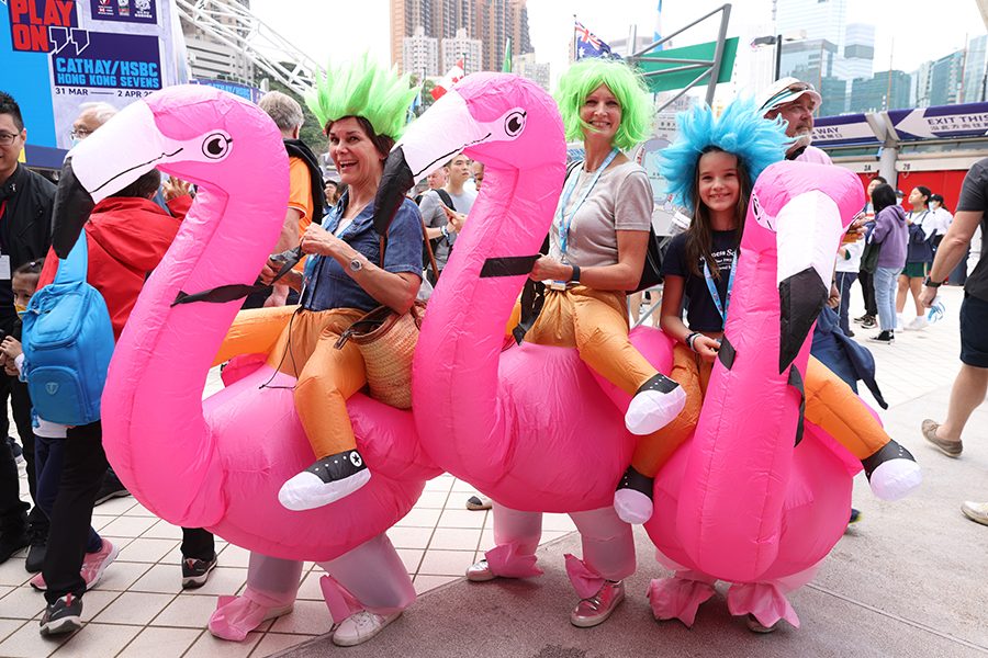 people dressed up at hong kong sevens