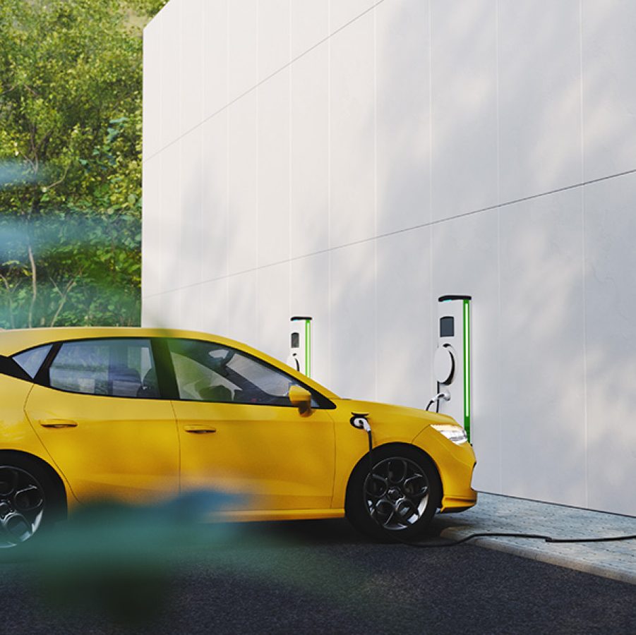 Electric car being charged