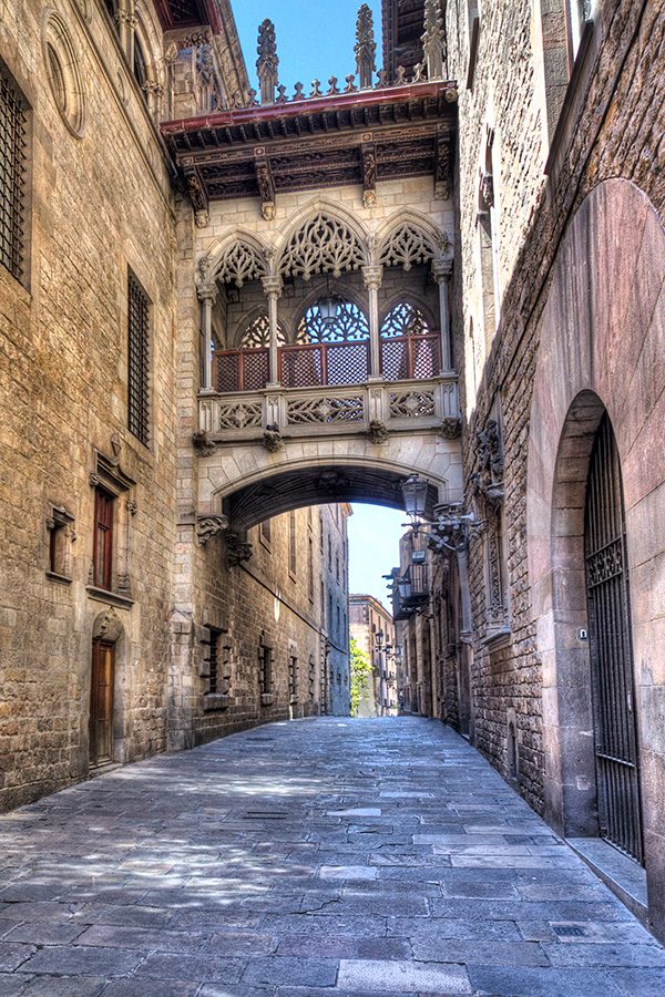 A small bridge in Barcelona's Gothic Quarter