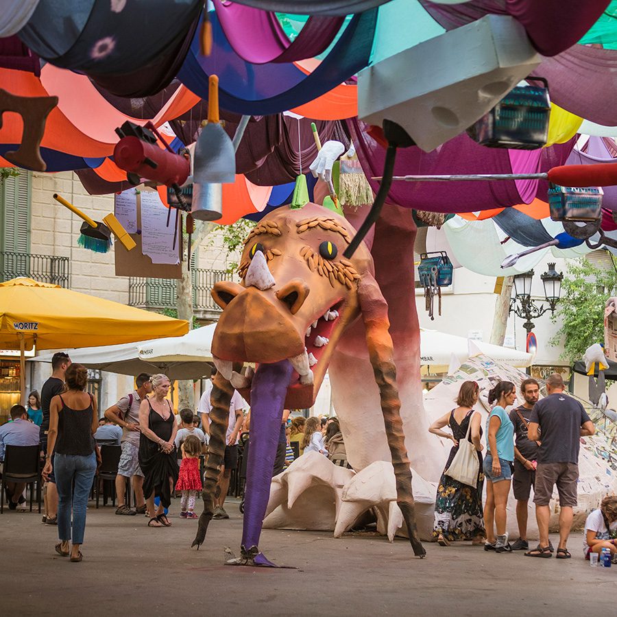 The Gracia Festival with dragon float