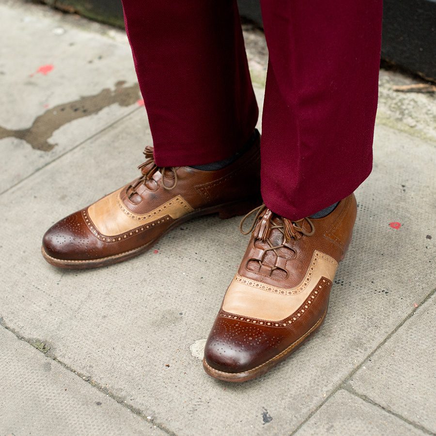 Close up of men's oxford dress shoes