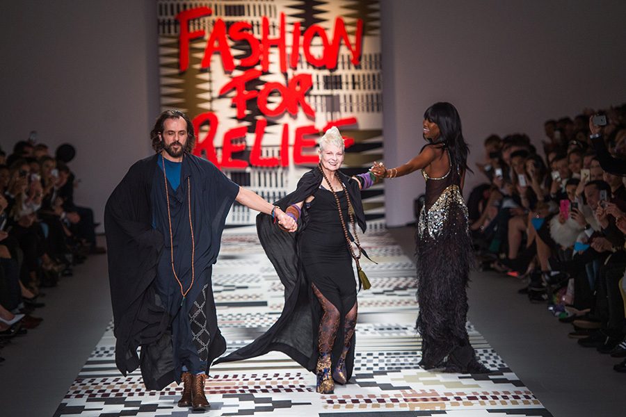 Vivienne Westwood on the runway of Fashion For Relief