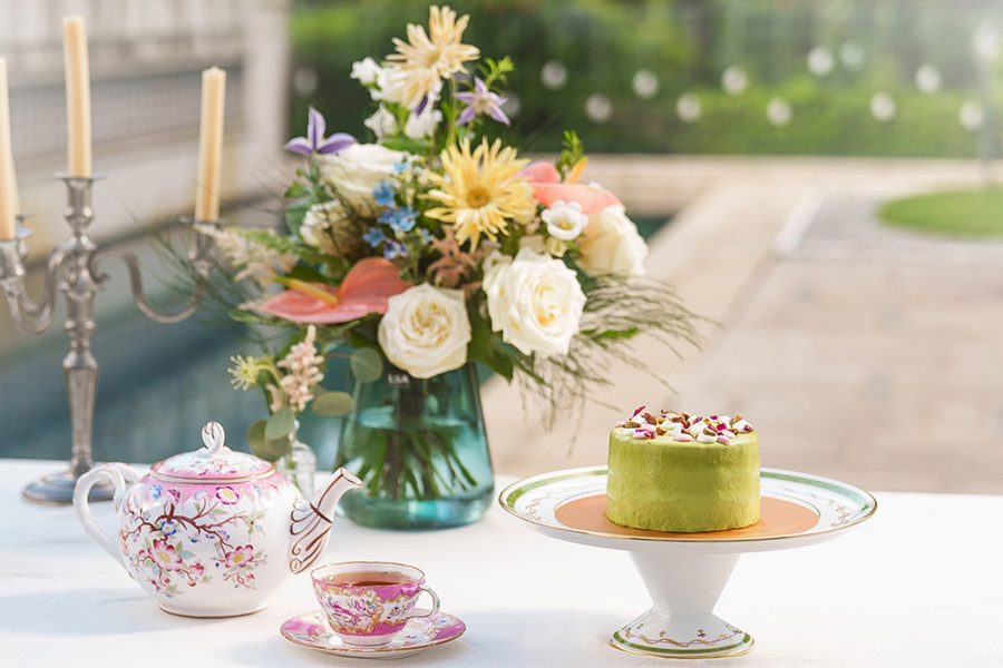 Green cake at tea at Flower Fleuria Fleuriste Café. courtesy image