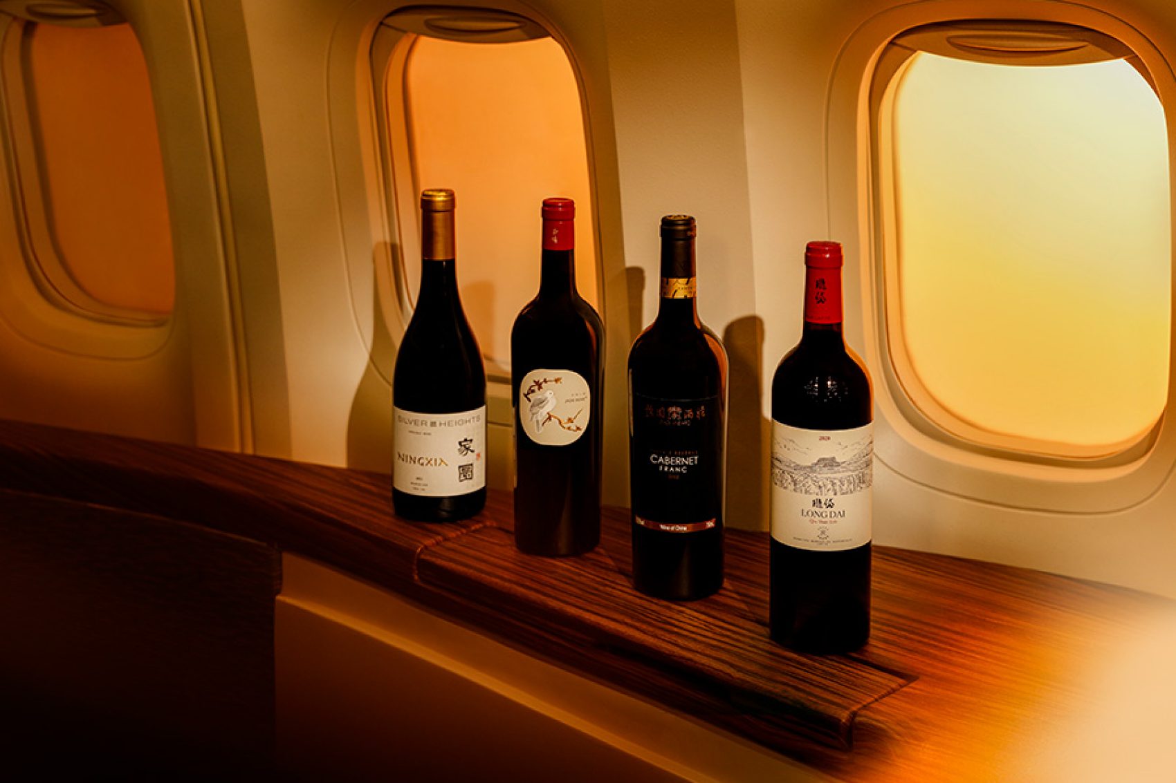 Four vintage wines served on board