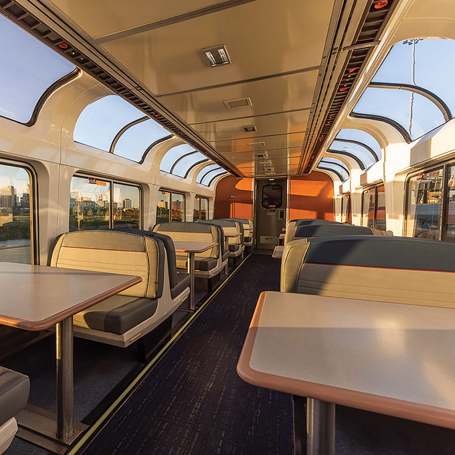 Adirondack train's spacious viewing deck 