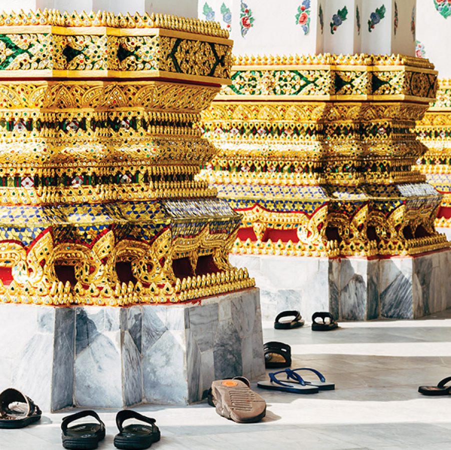 Shoes removed when entering a temple