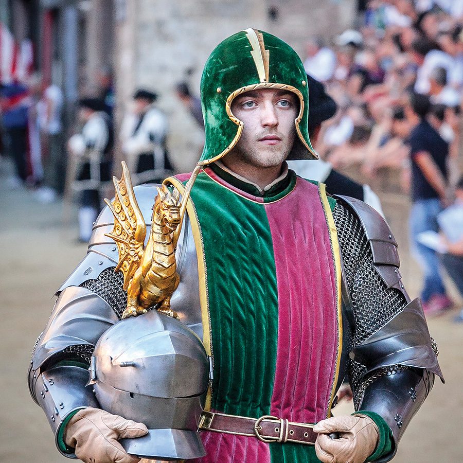 Man in horse racing at the Palio di Siena