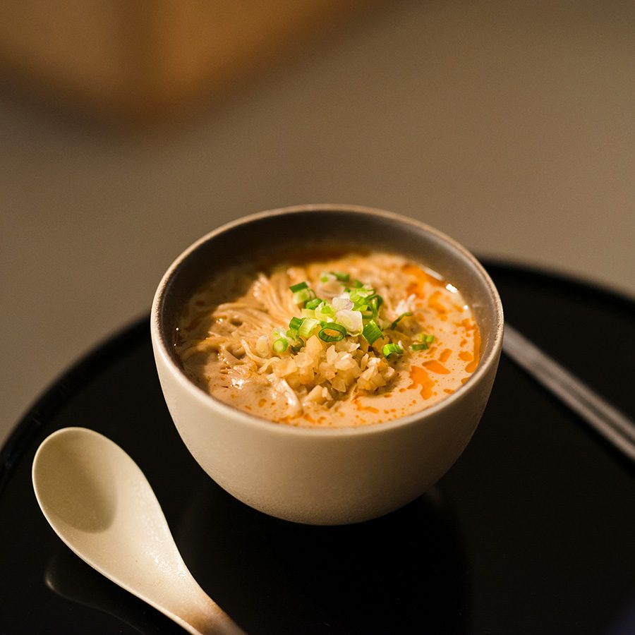 Bowl of rice on a plate