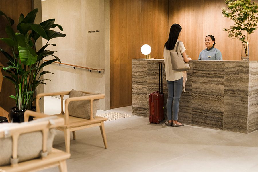 Lady at front desk