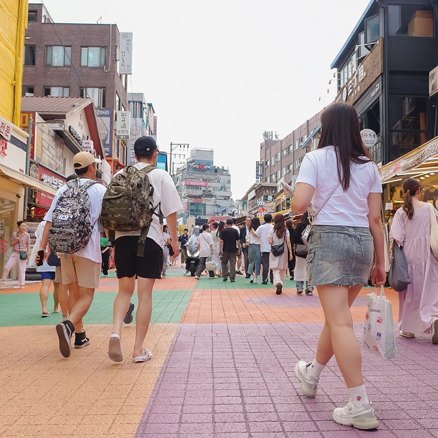People walking in Hongdae