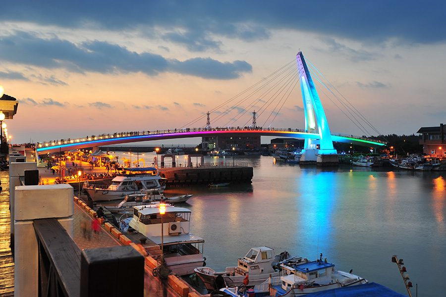 The Tamsui River in Taipei at night