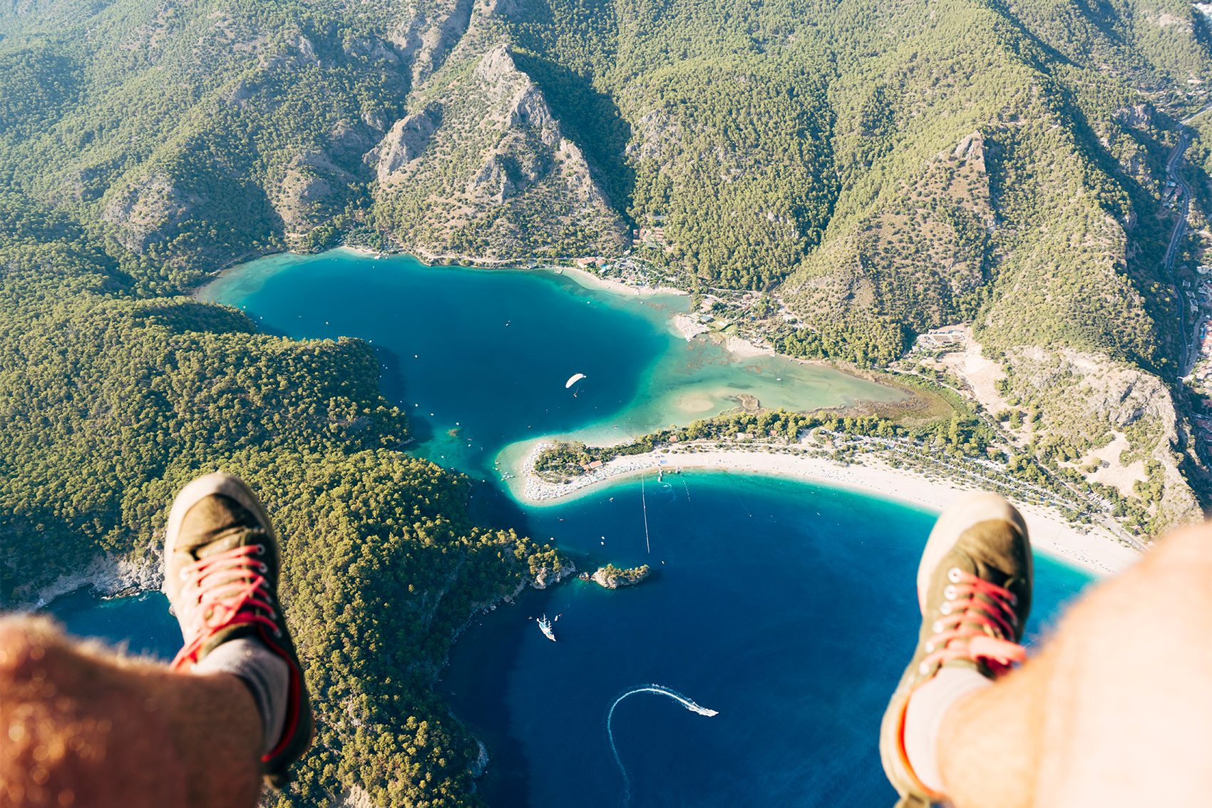 View of Blue Lagoon and dangling feet