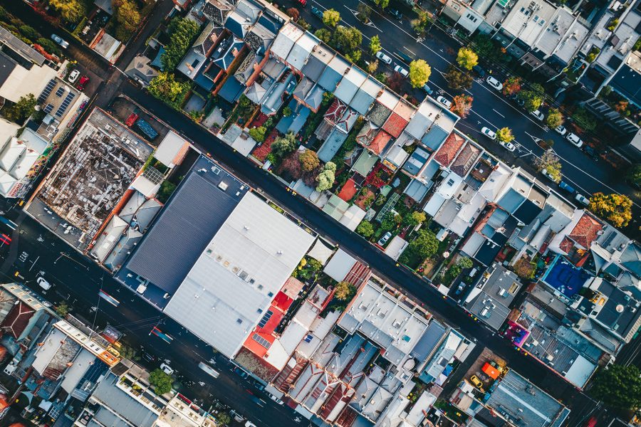 Aerial view of a suburb in Fitzroy