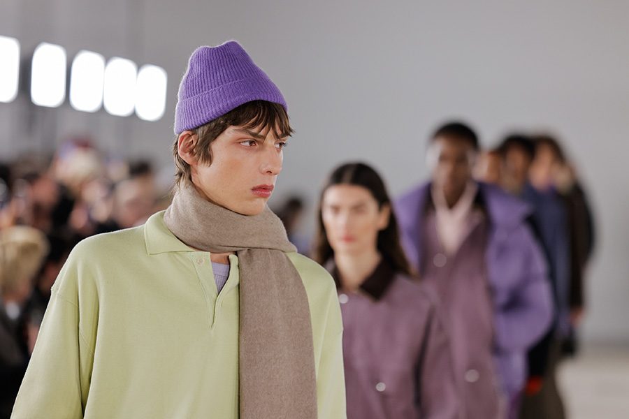 A model at the Auralee Runway during Paris Fashion Week Menswear