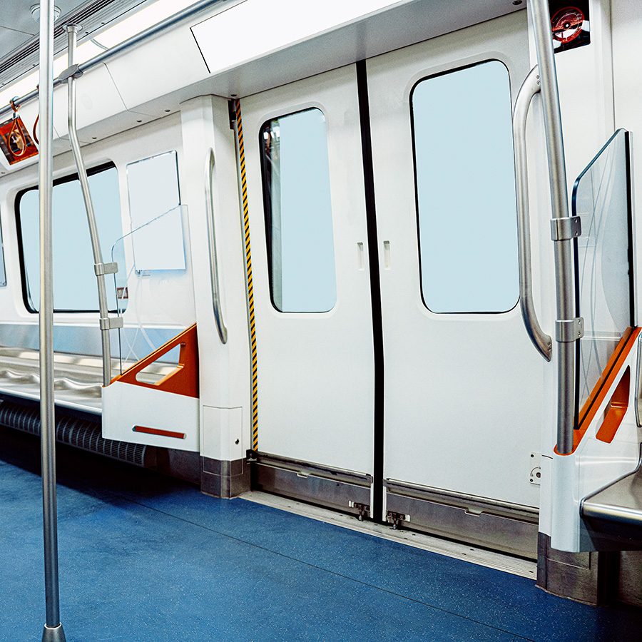 Inside's modern metro car in Chengdu