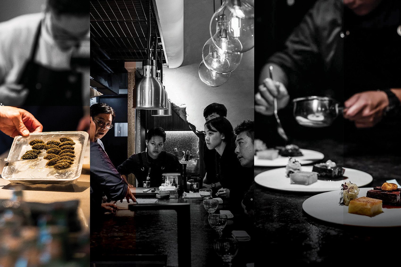 Black and white photo of Kaohsiung chef preparing food