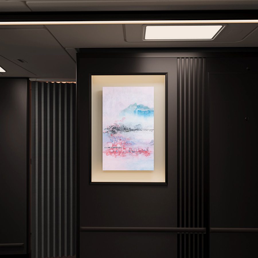 Facing to the Artwork is blue pink colour style work