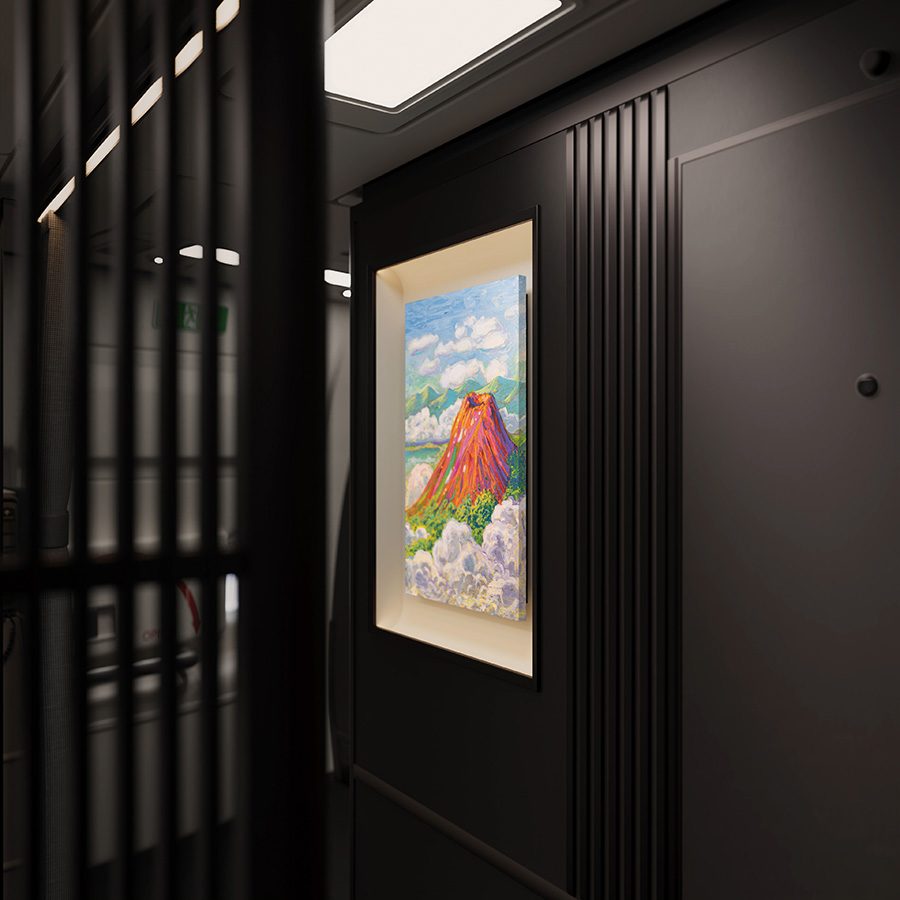 Artist Stephen Wong's painting in situ on Cathay aircraft